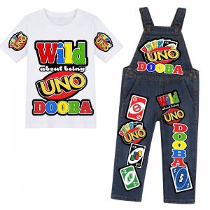 Vild om att vara UNO Dooba födelsedag PNG, barnkort temafestdesign (digital nedladdning)