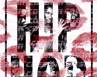 A4,A3,A2 Lippengefärbtes 'We LOVE Hip Hop' - Digitaldruck Poster