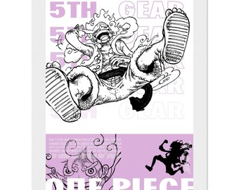 One Piece "5th GEAR" - Semi-Glossy Paper Holzgerahmtes Poster 13 x 18 cm / 5x7″