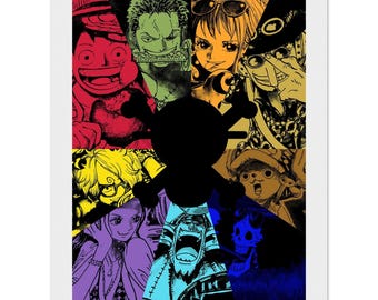 One Piece Strohhüte - Semi-Glossy Papier Poster Holzrahmen 13 x 18 cm / 5x7″