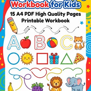 Kids Item Tracing Workbook, Preschool Learning, Fine Motor Skills (Digital Download)