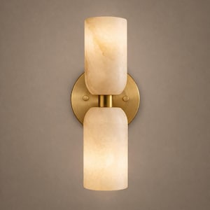 Aplique de pared de alta gama con base de latón alabastro, iluminación de lujo para el hogar, luz suave y difusa.