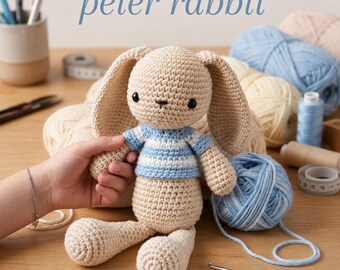 Crochet Bunny Pattern, Amigurumi Peter Rabbit Plush Toy PDF Blueprint