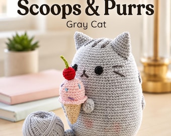 Scoops & Purrs Gray Cat Crochet Pattern).
