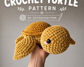 Crochet Turtle Pattern, Amigurumi Sea Animal PDF, Toy Tutorial Guide