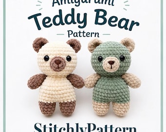 Amigurumi Teddy Bear Crochet Pattern, Plush Toy PDF (Digital File)