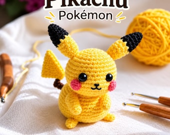 Pikachu Amigurumi PDF, Japanese Anime Toy Tutorial, Yellow Monster Doll Blueprint, Digital Crochet Guide