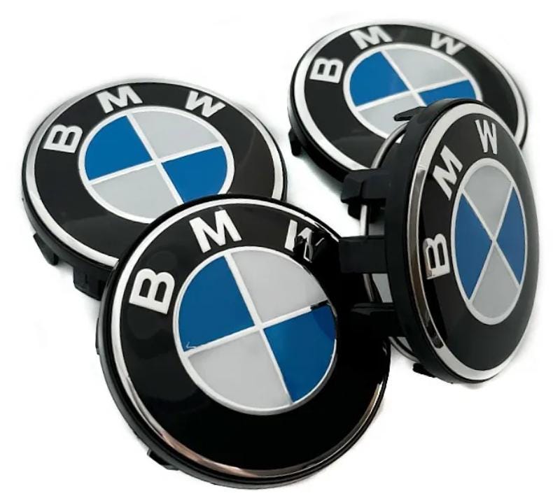 4pc BMW Wheel Center Emblem Caps – 56mm, Black & White, Italy Made, OEM Replacement 36136850834