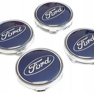 Tapas centrales para llantas de aleación Ford, juego de 4 piezas, 60 mm/56 mm, color azul.