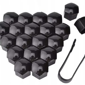 Cache-écrous de roue, capuchons de vis 21 mm NOIR, jeu universel de 20 pièces