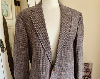 Mens Vintage Tweed Wool Hacking Jacket Brown 42” Chest