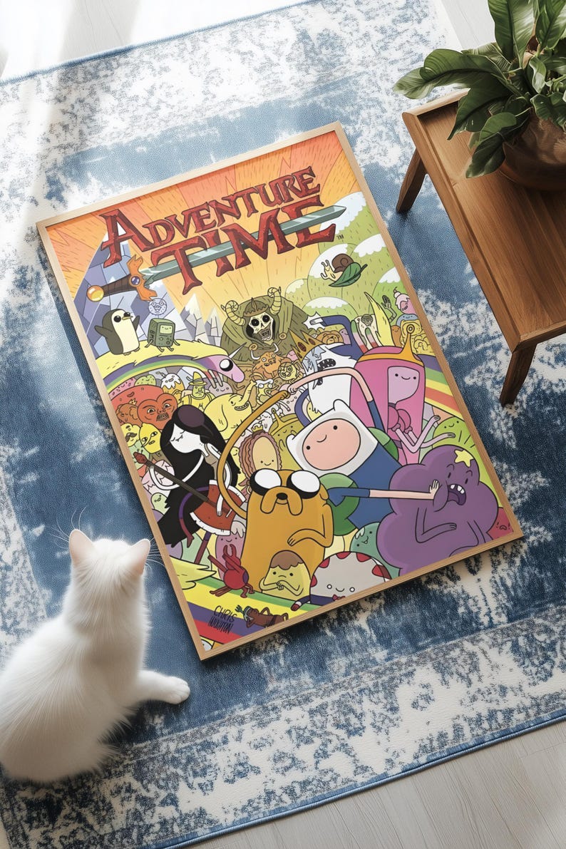 Adventure Time Cast Digital Poster | Finn Jake BMO Marceline Wall Decor ...