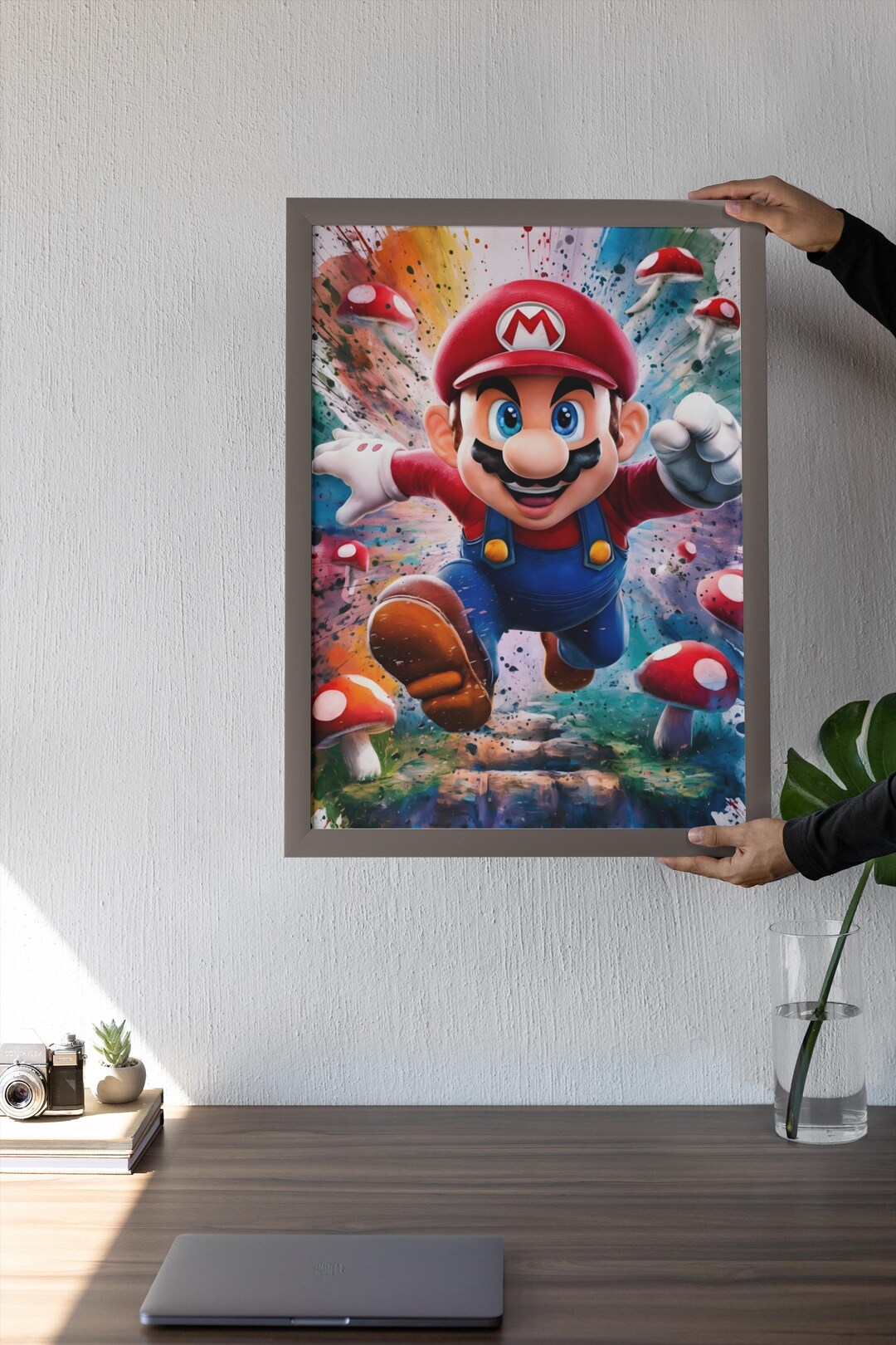 Super Mario Wall Art | Watercolor Video Game Character Poster ...