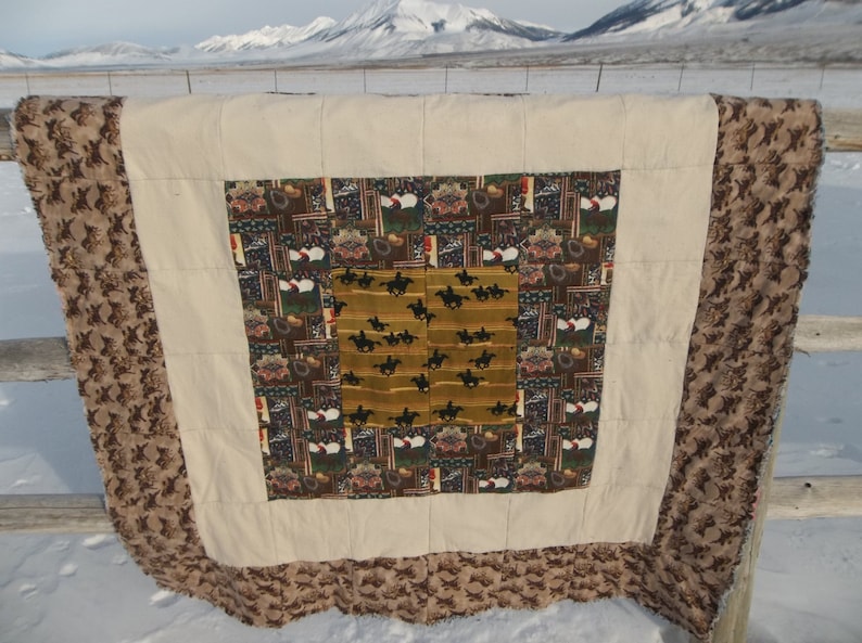 Cowgirl Bowtie Throw Size Rag Quilt Etsy