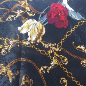 Black Jaquard Chains and Red Roses Wild Rag