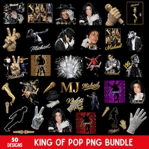 Paquete de más de 50 imágenes PNG del Rey del Pop, inspiradas en Michael Jackson, leyenda de la música de los 80, para sublimación, gráficos retro vintage del cantante, descarga digital.