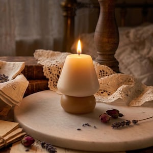 Bougie en cire de soja avec abat-jour minimaliste | Décoration esthétique mignonne pour la maison | Petite bougie coulée à la main