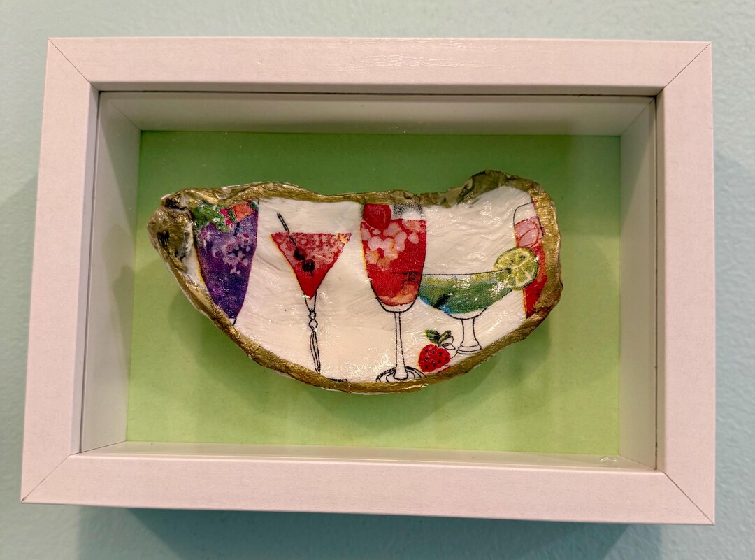 Cocktails Oyster Shell Shadow Box - Etsy