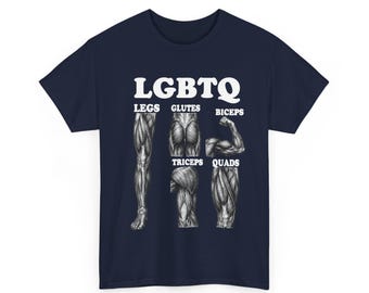 LGBTQ Gym Akronym Shirt, Beine Gesäß Bizeps Trizeps Quads Workout Tee