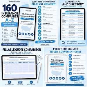 Directorio de Compañías de Seguros de EE. UU. | 100+ Aseguradoras, Teléfonos y Coberturas | PDF Rellenable