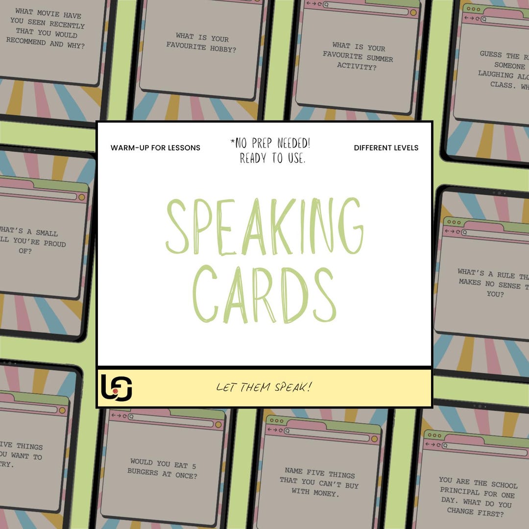 60 ESL Warm-up Speaking Cards | Conversation Starters for Classroom ...