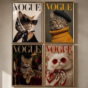 Vogue Cat Print - Etsy