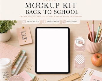Back to School iPad Mockup Kit | Digital Planner Mockup | Canva Mockup | Etsy Listing Mockup | 6 PNG + 6 JPG
