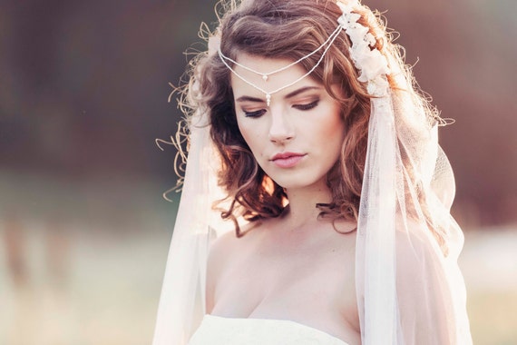 Draped Veil Wedding Veil Boho Bridal Veil English Net Etsy