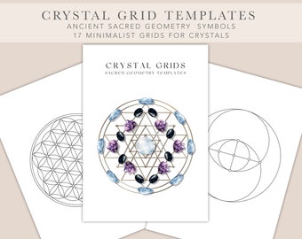 CRYSTAL GRIDS TEMPLATE - Unlock Wisdom and desire, book of shadows, 17 crystal grids, crystal layout, crystal grimoire, printable templates