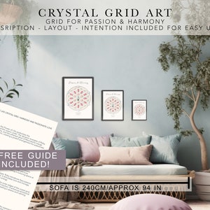 PASSION & HARMONY Crystal Grids art print Spirituality, boho crystal grids, crystal layout, crystal grimoire, printable crystal art image 1