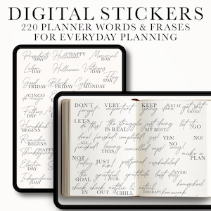 Minimalist Planner Stickers: Digital Words & Phrases (Goodnotes, Notability, Ipad)