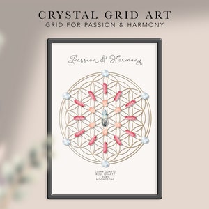 PASSION & HARMONY Crystal Grids art print Spirituality, boho crystal grids, crystal layout, crystal grimoire, printable crystal art image 6