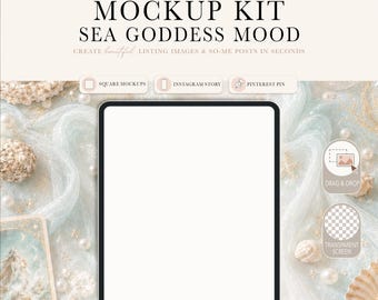 Sea Goddess Mood iPad Mockup Kit | Digital Planner Mockup | Canva Mockup | Etsy Listing Mockup | Digital Product Mockup