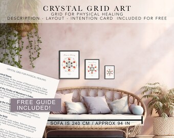 PHYSICAL HEALING Crystal Grids art print - book of shadows, boho crystal grids, crystal layout, crystal grimoire, printable spiritual art