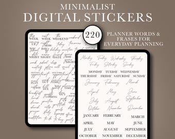 Minimalist Planner Stickers: Words & Phrases for GoodNotes, Notability (Digital Download)