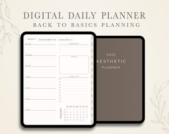 2025 Minimalist Digital Planner, GoodNotes iPad Daily Planner (Digital Download)