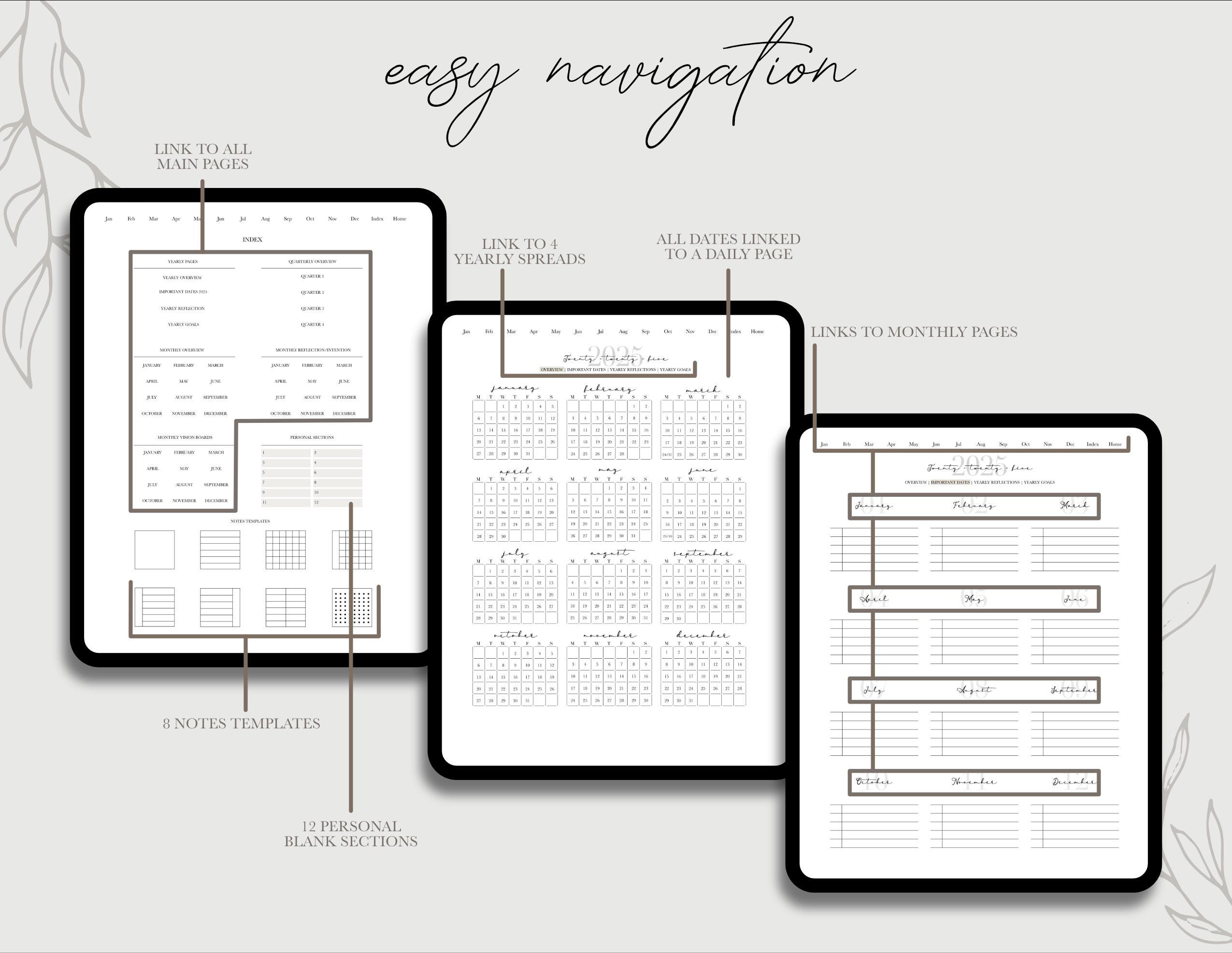 Minimalist Digital Daily Planner: Hyperlinked PDF With Stickers ...