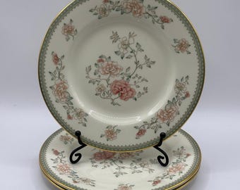 Vtg Minton Jasmine Fine Bone China Dessert Salad Plates Set of 3 Floral Gold