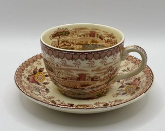 Vintage Ridgway Woodland Brown Teetasse und Untertassen-Set Made in England