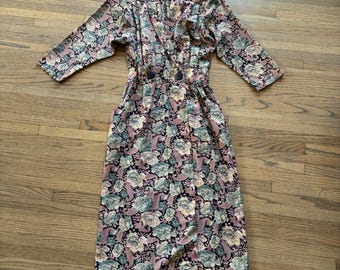 Sarah Taylor Vintage 80s Floral Paisley Midi Dress Purple Blue Women Size 6 8