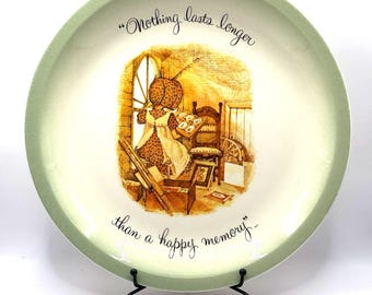 Holly Hobbie Collector Plate Vtg 1970s Nothing Lasts Longer Than a Happy Memory