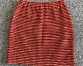 St John Collection Marie Gray Vintage Orange Black Metallic Knit Skirt Size 2