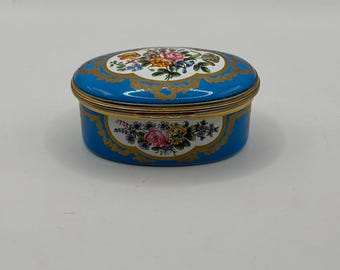 Halcyon Days Enamels Trinket Box Waddesdon Rothschild Collection Blue Floral