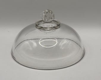 Cúpula de cristal transparente soplado a mano estilo campana vintage con remate de cristal de 5,75".