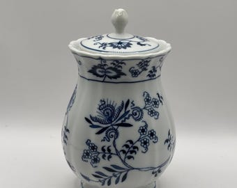 Vintage Blue Danube Porcelain Lidded Candy Jar Onion Pattern Japan