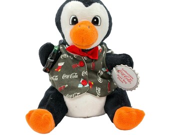 Coca-Cola Penguin Bean Bag Plush Christmas Collectible, 1998 90's Vintage