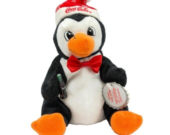 Coca-Cola Penguin Bean Bag Plush Christmas Collectible, 1997 90's Vintage