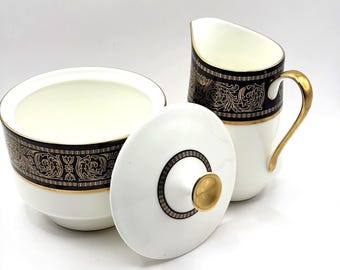 Mikasa Bone China Mount Holyoke A1-114 Cream And Sugar Bowl Vintage