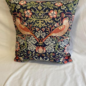 Strawberry thief William Morris blue, flower, bird 40cm x 40cm 16” cushion cover.