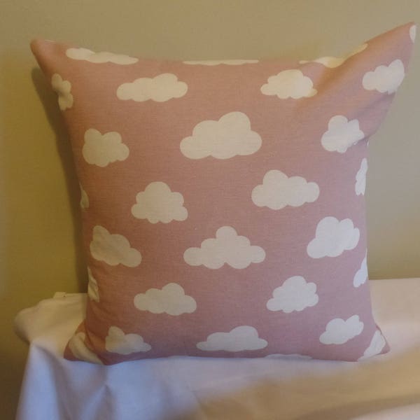 16" Handmade contemporary modern retro pink, cream cloud cushion cover, pillow, pillow case, scatter cushion.